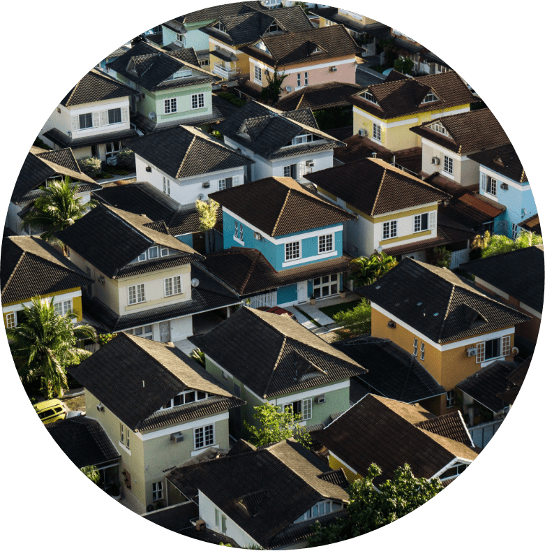 colorful houses in a suburban neighborhood